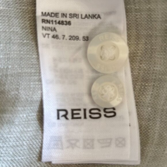 Reiss Nina Linen Open-Collar Overhead Shirt Sage Green Quiet Luxury 4 - Picture 10 of 10